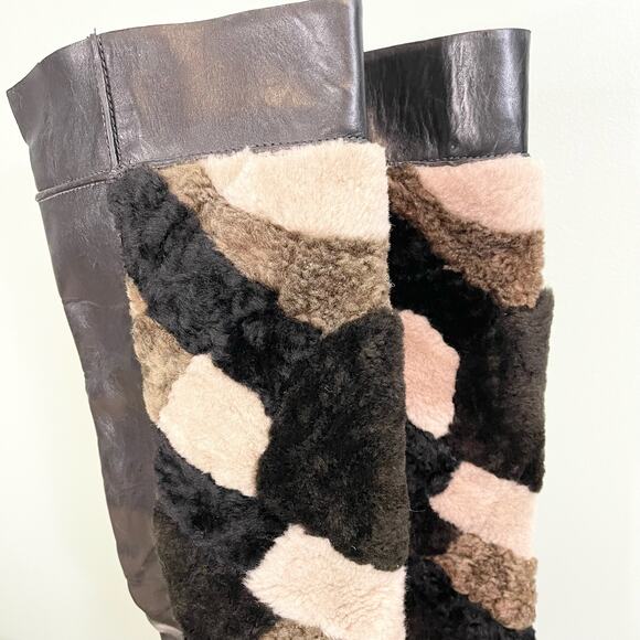 Ivy Kirzhner New York Black Leather Sheep Fur Buckle Studded Booties Size 6B - Picture 8 of 12